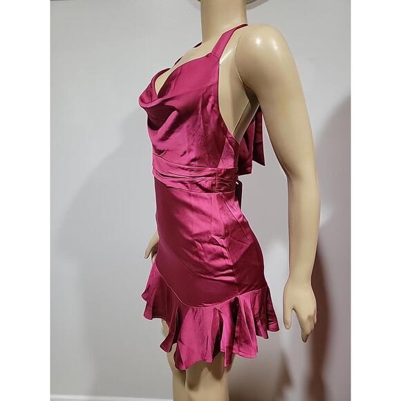 Here Comes The Sun AU 8/US S Halterneck Ruffle Hem Mini Dress Fuchsia NWT #X - Picture 7 of 13